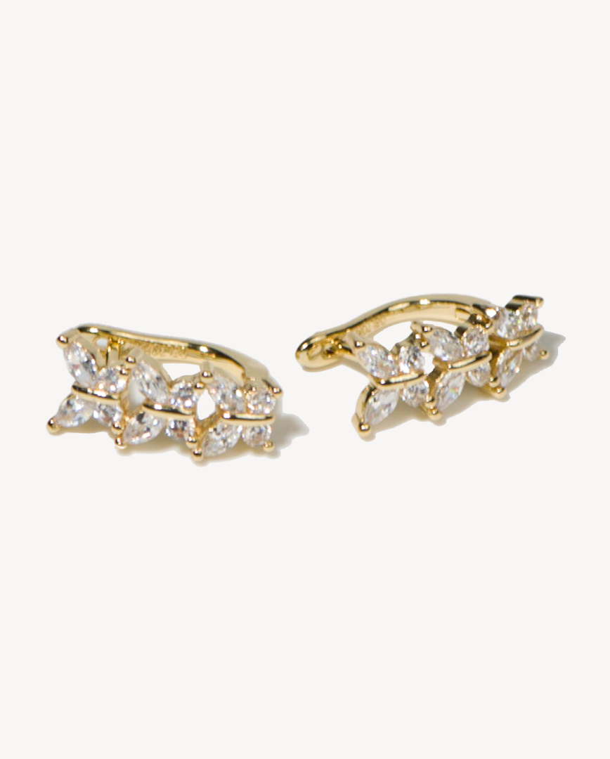 Deltora™ Classic Psyche Gold Earrings in White Crystal